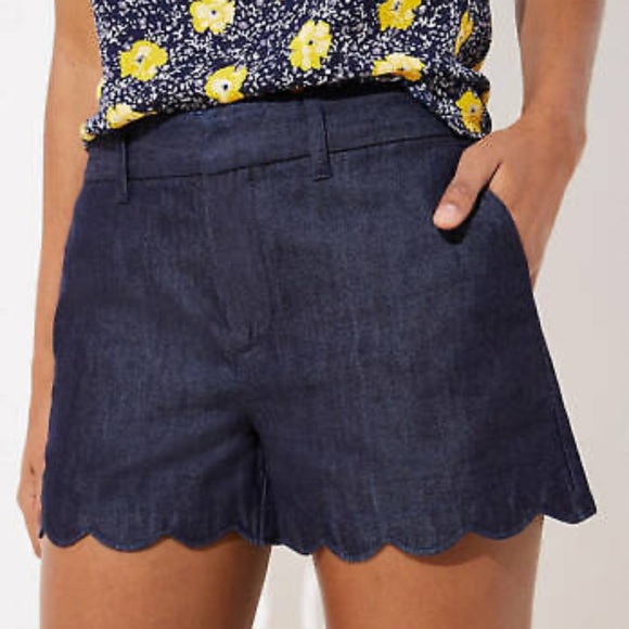 LOFT Pants - LOFT Women's Scalloped Refined Denim Shorts - Rinse Wash - Size 28 Size 6 NWT